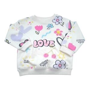068 Zara Graffiti Love Print Graphic Sweatshirt